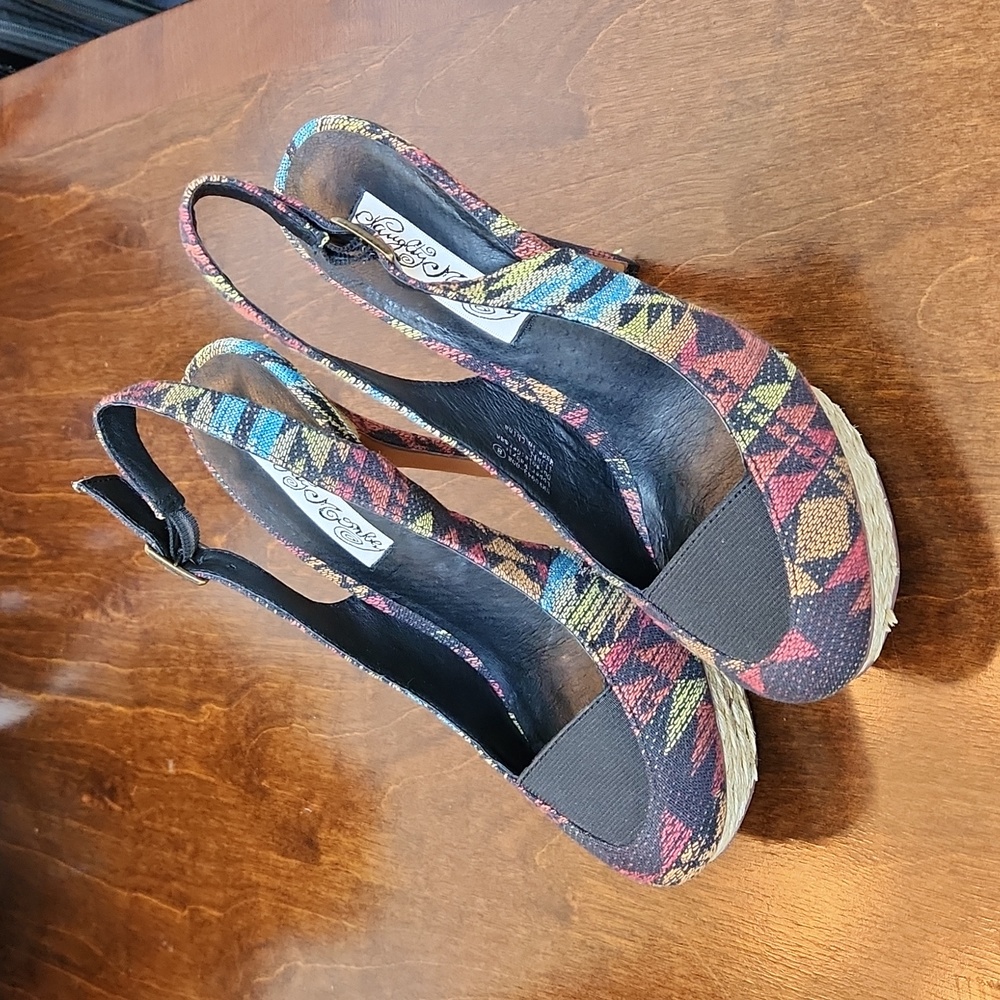 Naughty Monkey Overboard Slingback Pumps Black/Red Size 8